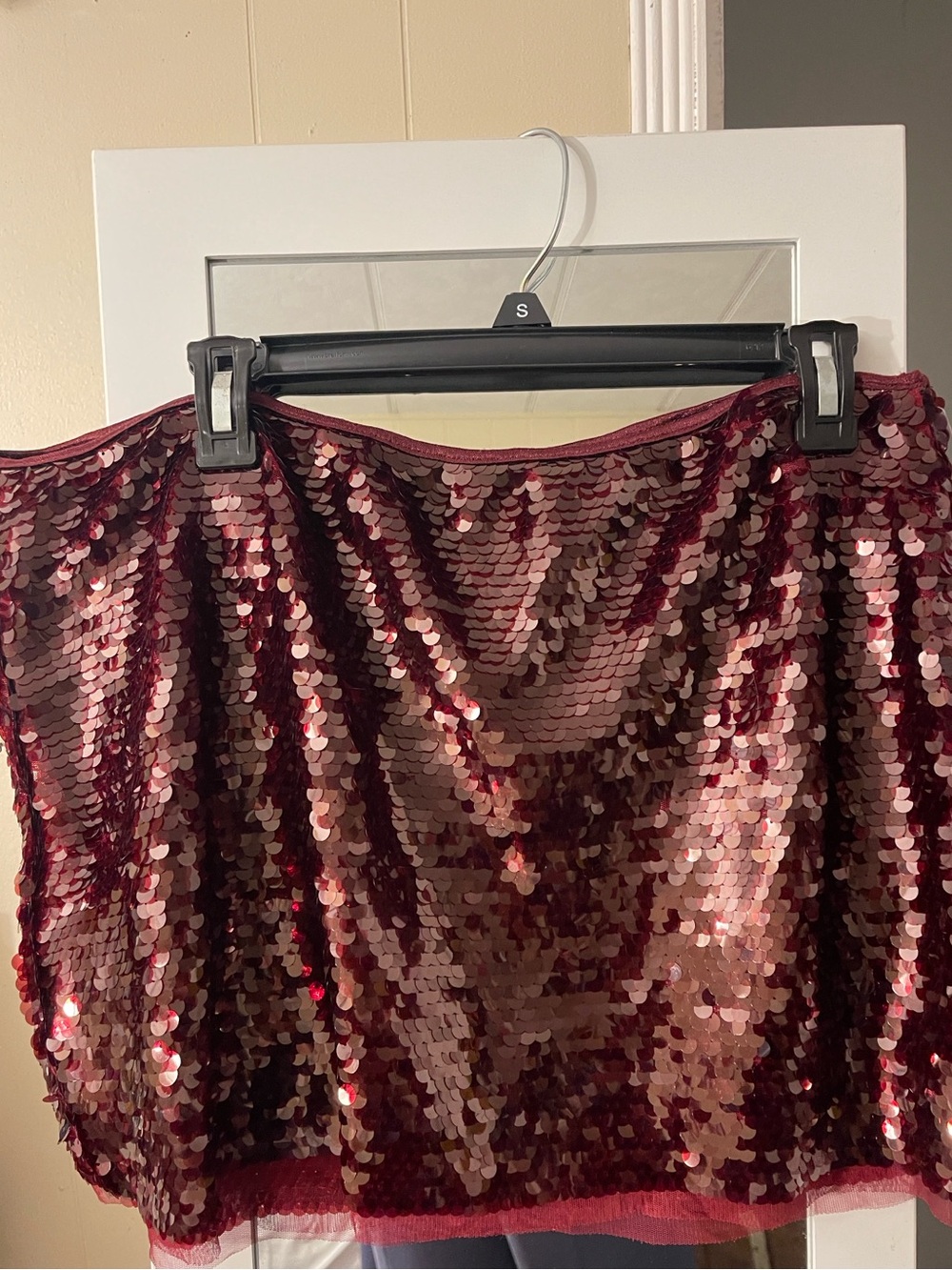Sparkling Burgundy Sequin Mini Skort